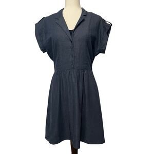 Copper Key Chambray Shirt Dress Dark Denim Blue A-Line Juniors L